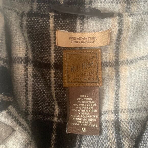 Ruff Hewn Stylish Wool Crop Jacket Blazer Casual Button Down Gray Plaid‎ - Picture 12 of 12